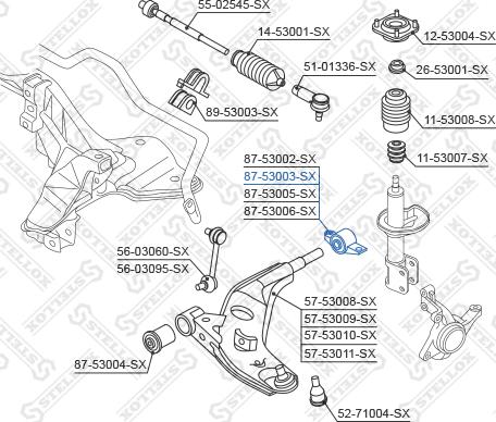 Stellox 87-53003-SX - Сайлентблок, рычаг подвески колеса unicars.by