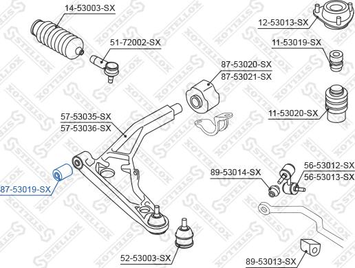 Stellox 87-53019-SX - Сайлентблок, рычаг подвески колеса unicars.by