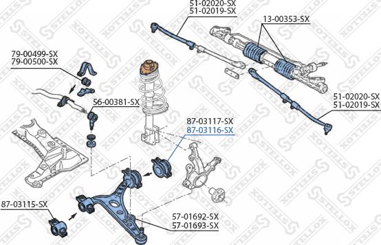 Stellox 87-03116-SX - Сайлентблок, рычаг подвески колеса unicars.by