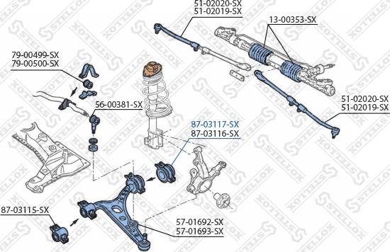 Stellox 87-03117-SX - Сайлентблок, рычаг подвески колеса unicars.by