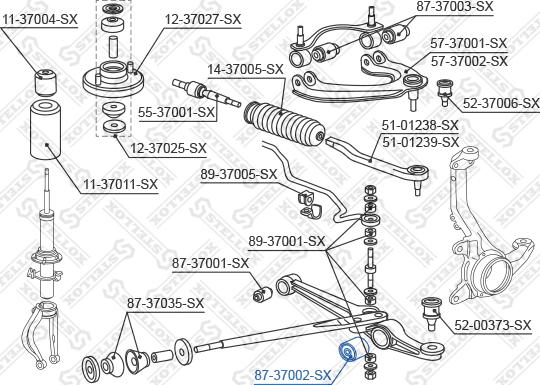 Stellox 87-37002-SX - Сайлентблок, рычаг подвески колеса unicars.by