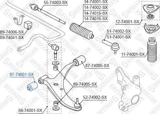 Stellox 87-74001-SX - Сайлентблок, рычаг подвески колеса unicars.by