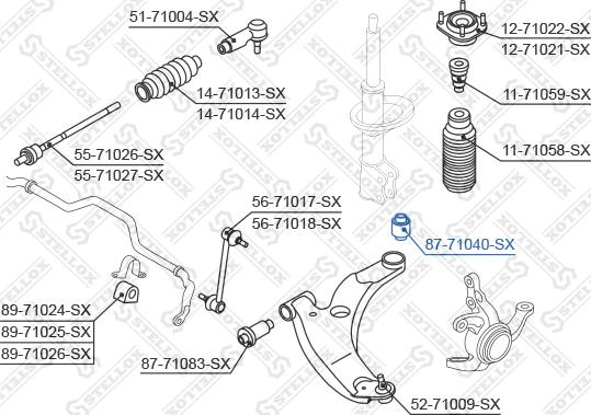 Stellox 87-71040-SX - Сайлентблок, рычаг подвески колеса unicars.by