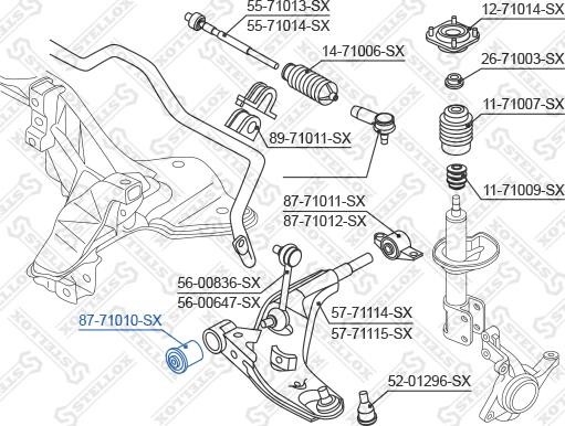 Stellox 87-71010-SX - Сайлентблок, рычаг подвески колеса unicars.by