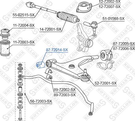 Stellox 87-72014-SX - Сайлентблок, рычаг подвески колеса unicars.by