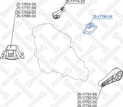 Stellox 25-17798-SX - Подушка, опора, подвеска двигателя unicars.by