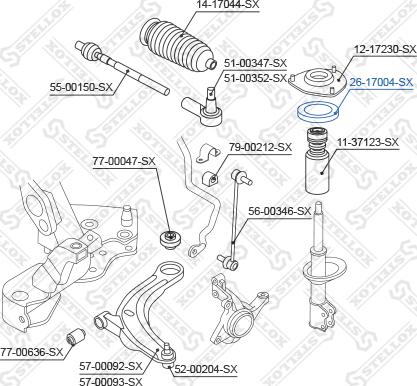 Stellox 26-17004-SX - Подшипник качения, опора стойки амортизатора unicars.by