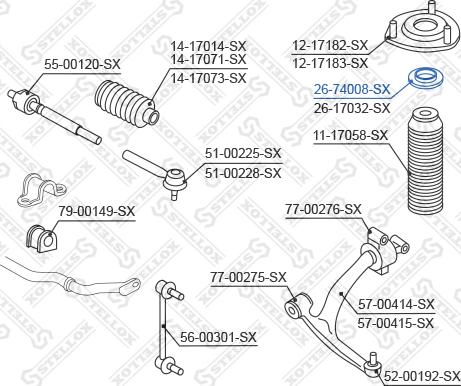 Stellox 26-74008-SX - Подшипник качения, опора стойки амортизатора unicars.by