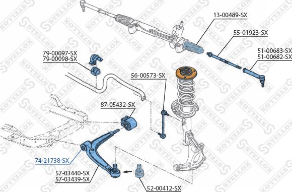 Stellox 74-21738-SX - Сайлентблок, рычаг подвески колеса unicars.by