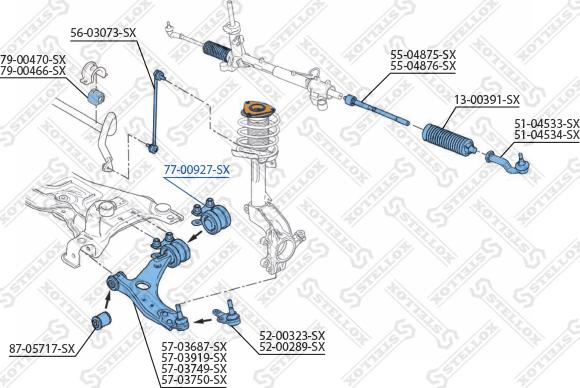 Stellox 77-00927-SX - Сайлентблок, рычаг подвески колеса unicars.by