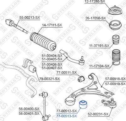 Stellox 77-00513-SX - Сайлентблок, рычаг подвески колеса unicars.by