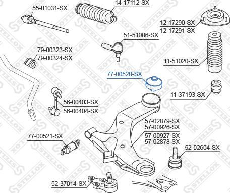 Stellox 77-00520-SX - Сайлентблок, рычаг подвески колеса unicars.by