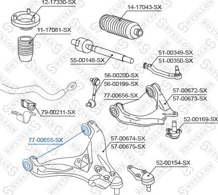 Stellox 77-00655-SX - Сайлентблок, рычаг подвески колеса unicars.by