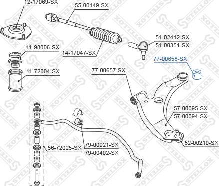 Stellox 77-00658-SX - Сайлентблок, рычаг подвески колеса unicars.by