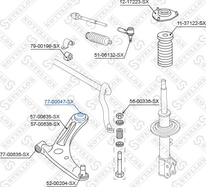 Stellox 77-00047-SX - Сайлентблок, рычаг подвески колеса unicars.by