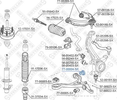 Stellox 77-00004-SX - Сайлентблок, рычаг подвески колеса unicars.by