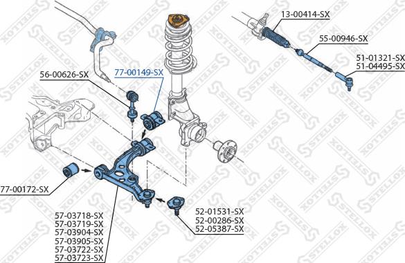 Stellox 77-00149-SX - Сайлентблок, рычаг подвески колеса unicars.by