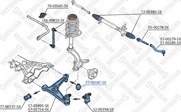 Stellox 77-00147-SX - Сайлентблок, рычаг подвески колеса unicars.by