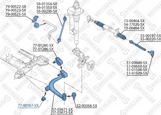 Stellox 77-00167-SX - Сайлентблок, рычаг подвески колеса unicars.by