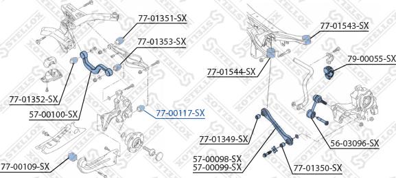 Stellox 77-00117-SX - Сайлентблок, рычаг подвески колеса unicars.by