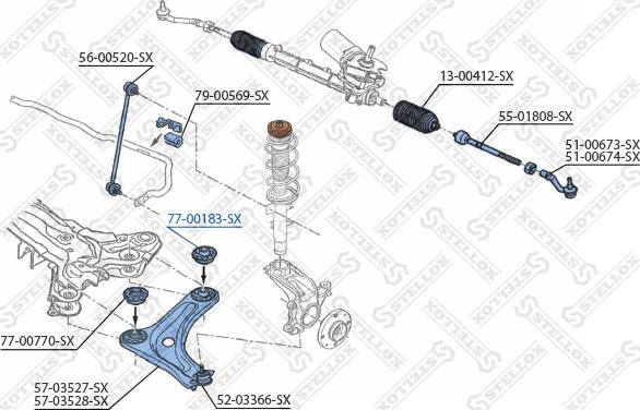 Stellox 77-00183-SX - Сайлентблок, рычаг подвески колеса unicars.by