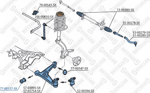 Stellox 77-00137-SX - Сайлентблок, рычаг подвески колеса unicars.by