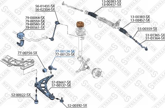 Stellox 77-00124-SX - Сайлентблок, рычаг подвески колеса unicars.by