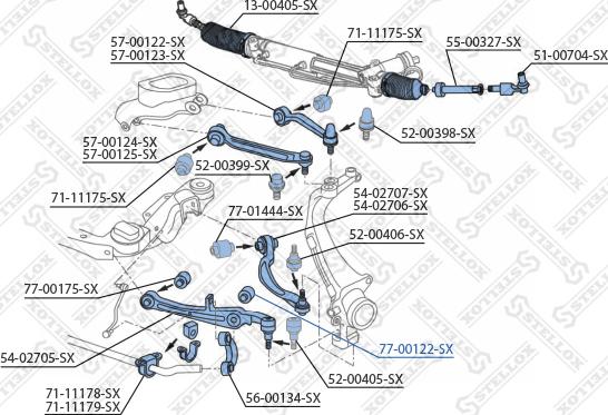 Stellox 77-00122-SX - Сайлентблок, рычаг подвески колеса unicars.by