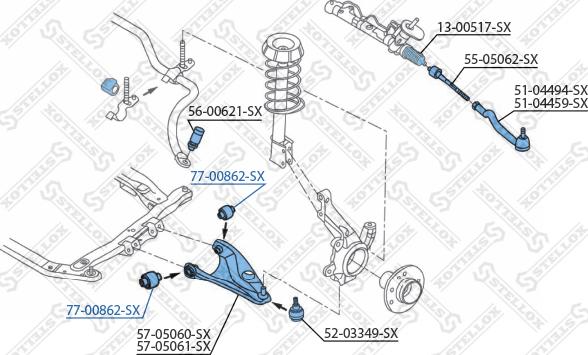 Stellox 77-00862-SX - Сайлентблок, рычаг подвески колеса unicars.by