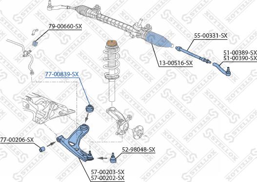 Stellox 77-00839-SX - Сайлентблок, рычаг подвески колеса unicars.by