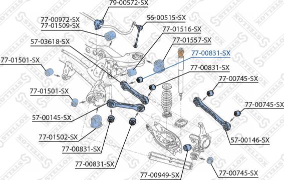 Stellox 77-00831-SX - Сайлентблок, рычаг подвески колеса unicars.by