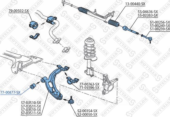 Stellox 77-00877-SX - Сайлентблок, рычаг подвески колеса unicars.by