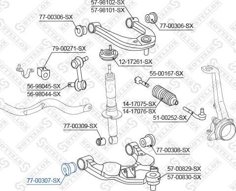 Stellox 77-00307-SX - Сайлентблок, рычаг подвески колеса unicars.by