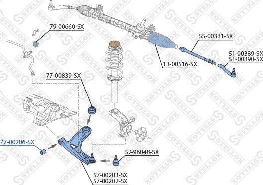 Stellox 77-00206-SX - Сайлентблок, рычаг подвески колеса unicars.by