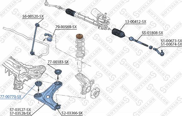 Stellox 77-00770-SX - Сайлентблок, рычаг подвески колеса unicars.by