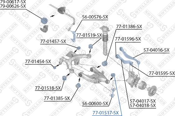 Stellox 77-01517-SX - Сайлентблок, рычаг подвески колеса unicars.by