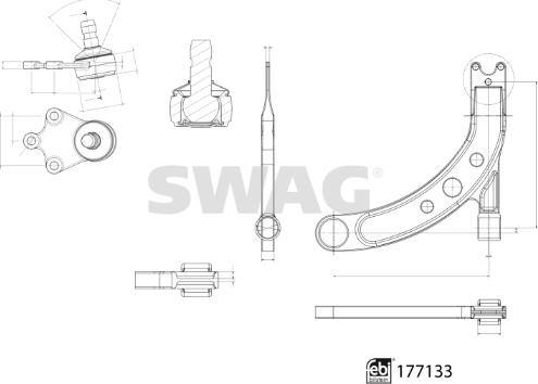 Swag 33 10 3923 - Рычаг подвески колеса unicars.by