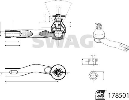 Swag 33 10 7002 - Наконечник рулевой тяги, шарнир unicars.by