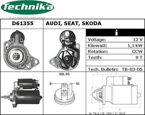 Technika D61355 - Стартер unicars.by