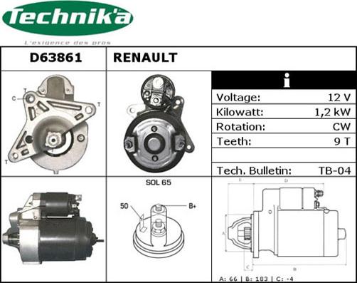 Technika D63861 - Стартер unicars.by