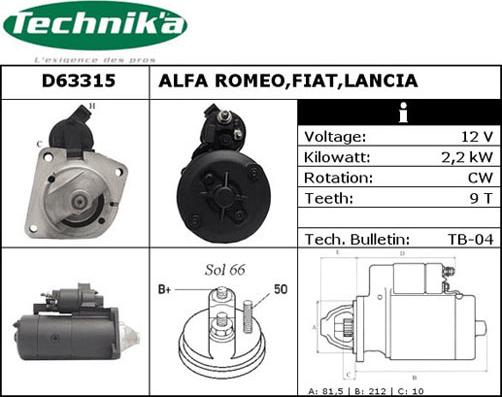 Technika D63315 - Стартер unicars.by