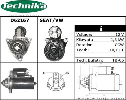 Technika D62167 - Стартер unicars.by