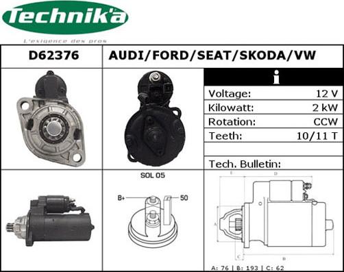 Technika D62376 - Стартер unicars.by