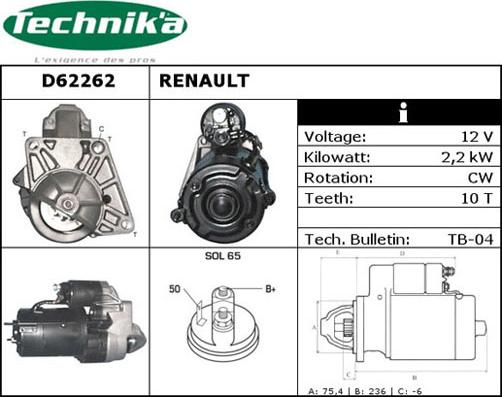 Technika D62262 - Стартер unicars.by