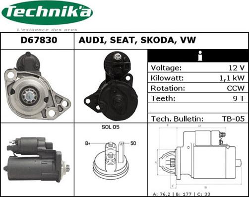 Technika D67830 - Стартер unicars.by