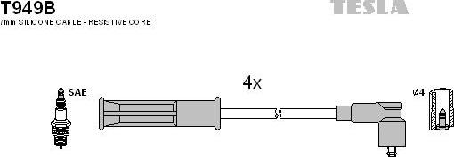 TESLA T949B - Комплект проводов зажигания unicars.by