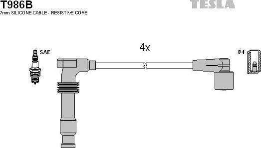 TESLA T986B - Комплект проводов зажигания unicars.by