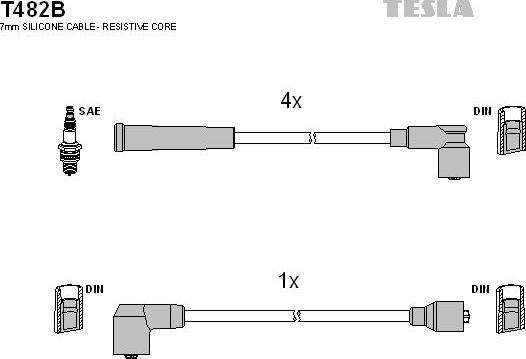 TESLA T482B - Комплект проводов зажигания unicars.by