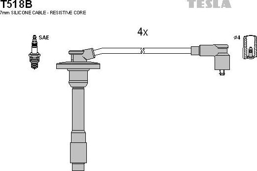 TESLA T518B - Комплект проводов зажигания unicars.by