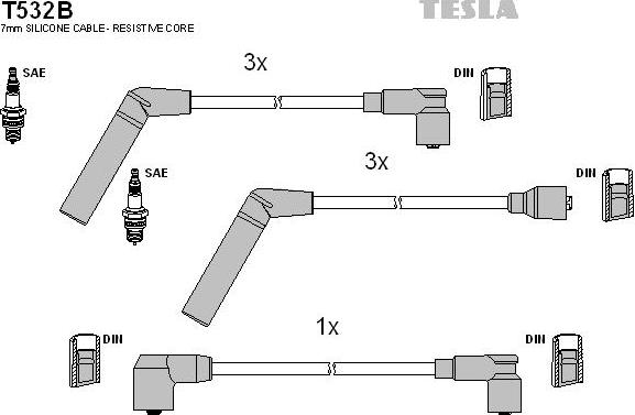 TESLA T532B - Комплект проводов зажигания unicars.by